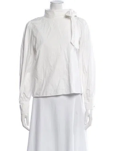 Pre-owned Sézane Tie Neck Long Sleeve Blouse In Neutral