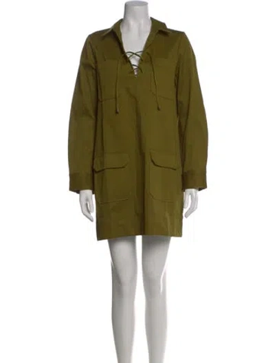 Pre-owned Sézane Tie Neck Mini Dress W/ Tags In Green