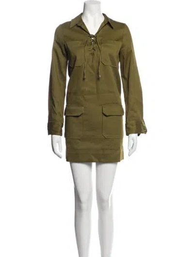 Pre-owned Sézane Tie Neck Mini Dress W/ Tags In Green