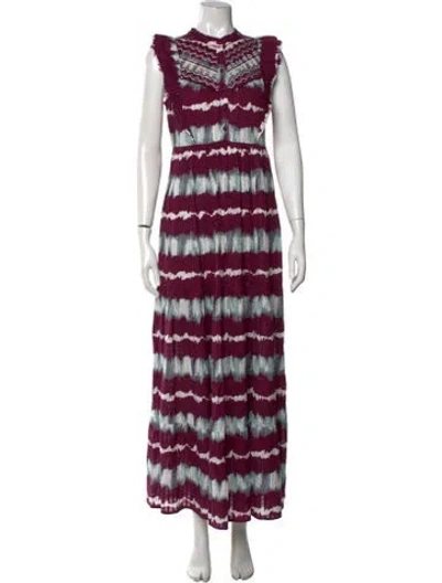 Pre-owned Sézane Tie-dye Print Long Dress In Purple