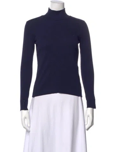 Pre-owned Sézane Turtleneck Long Sleeve Top In Blue