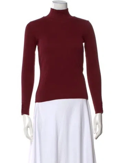 Pre-owned Sézane Turtleneck Long Sleeve Top In Burgundy
