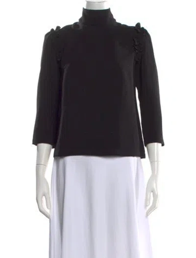 Pre-owned Sézane Turtleneck Three-quarter Sleeve Top In Black