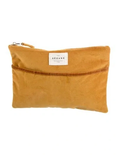 Pre-owned Sézane Velour Cosmetic Bag In Brown