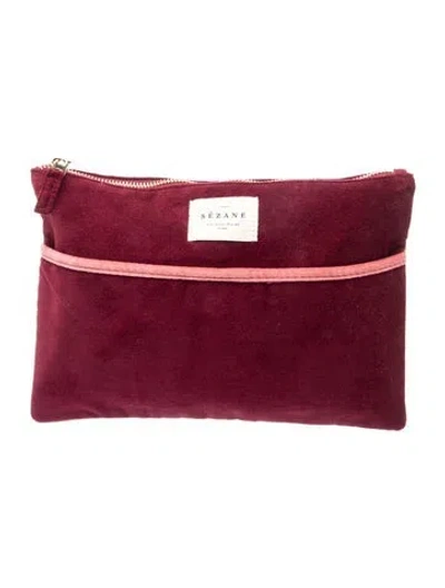 Pre-owned Sézane Velvet Clutch In Burgundy