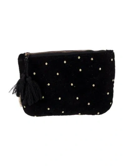 Pre-owned Sézane Velvet Cosmetic Bag In Black