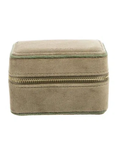 Pre-owned Sézane Velvet Cosmetic Bag In Green