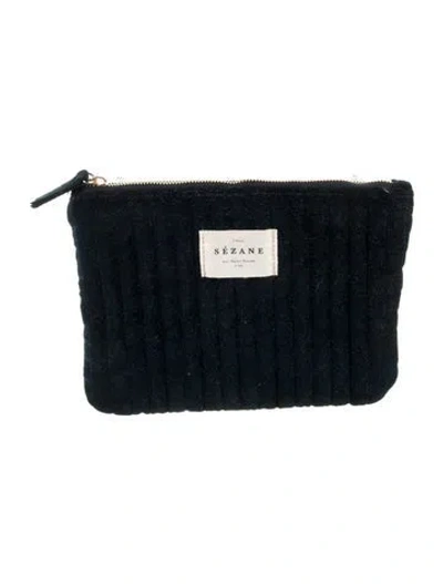 Pre-owned Sézane Velvet Cosmetic Pouch In Blue