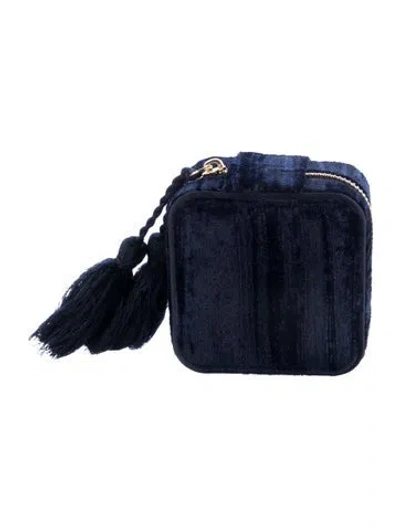 Pre-owned Sézane Velvet Jewelry Travel Case In Blue