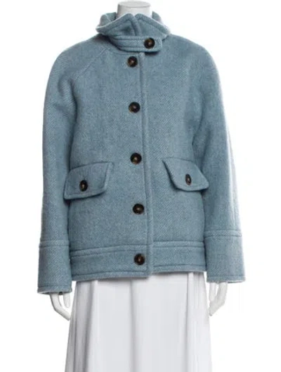 Pre-owned Sézane Virgin Wool Coat In Blue
