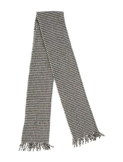 Pre-owned Sézane Virgin Wool Houndstooth Print Scarf In Neutrals