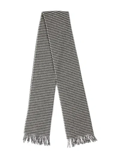 Pre-owned Sézane Virgin Wool Houndstooth Print Scarf W/ Tags In White