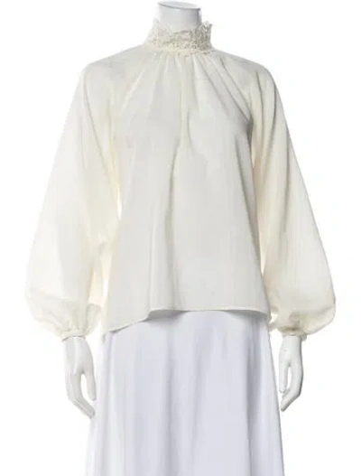 Pre-owned Sézane Virgin Wool Long Sleeve Blouse W/ Tags In Neutral