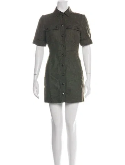 Pre-owned Sézane Virgin Wool Mini Dress In Green