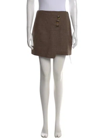 Pre-owned Sézane Virgin Wool Mini Skirt In Brown