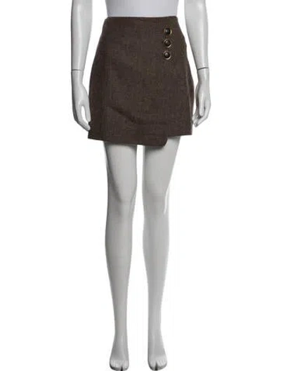 Pre-owned Sézane Virgin Wool Mini Skirt In Brown