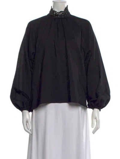 Pre-owned Sézane Virgin Wool Mock Neck Blouse In Black