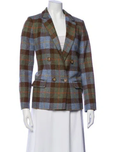 Pre-owned Sézane Virgin Wool Plaid Print Blazer In Multi