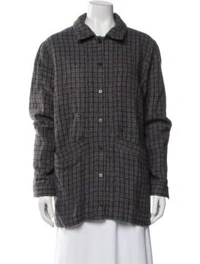 Pre-owned Sézane Virgin Wool Plaid Print Coat In Multi