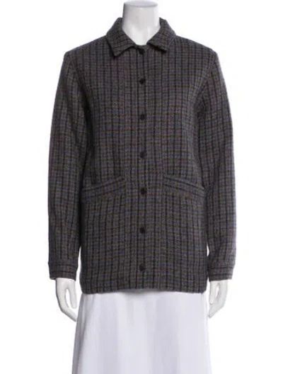 Pre-owned Sézane Virgin Wool Plaid Print Jacket In Multi