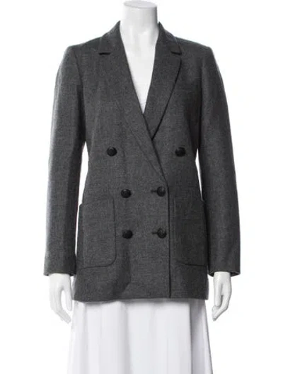 Pre-owned Sézane Virgin Wool Tweed Pattern Blazer In Grey