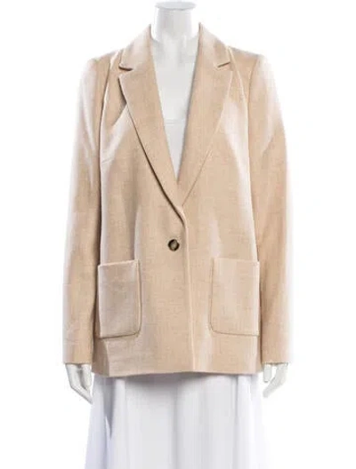 Pre-owned Sézane Virgin Wool Tweed Pattern Blazer In Neutral