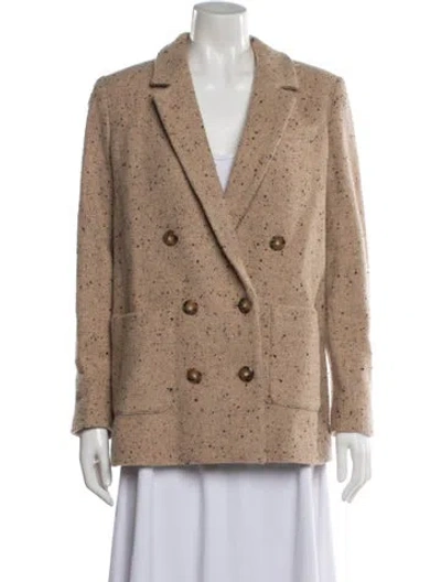 Pre-owned Sézane Virgin Wool Tweed Pattern Blazer In Neutral