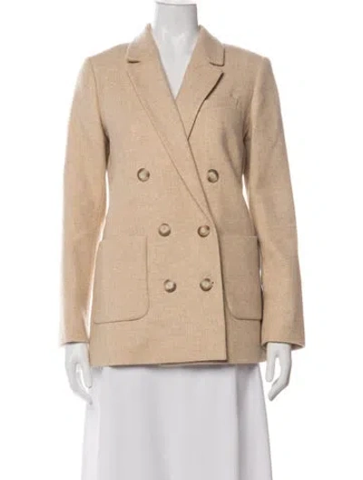 Pre-owned Sézane Virgin Wool Tweed Pattern Blazer In Neutral