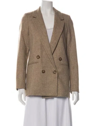 Pre-owned Sézane Virgin Wool Tweed Pattern Blazer W/ Tags In Neutrals