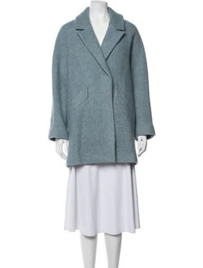 Pre-owned Sézane Virgin Wool Tweed Pattern Coat In Blue