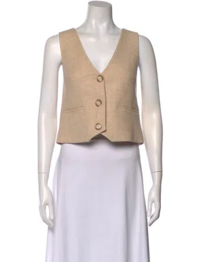 Pre-owned Sézane Virgin Wool V-neck Top In Neutral