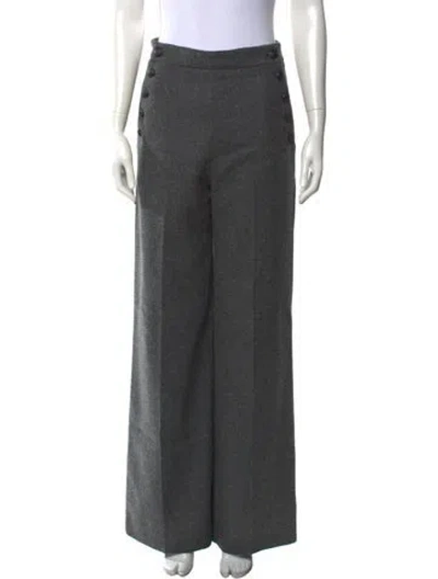Pre-owned Sézane Virgin Wool Wide Leg Pants In Grey