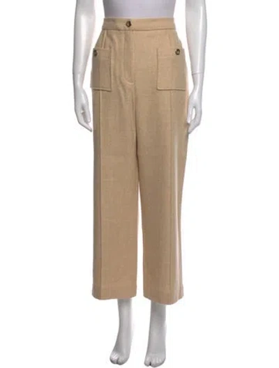 Pre-owned Sézane Virgin Wool Wide Leg Pants In Neutral
