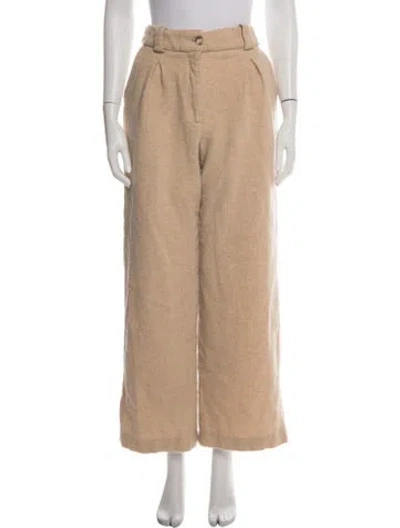 Pre-owned Sézane Virgin Wool Wide Leg Pants In Neutral