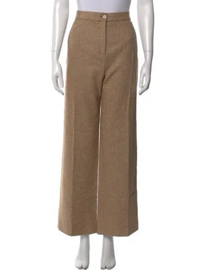 Pre-owned Sézane Virgin Wool Wide Leg Pants In Neutral