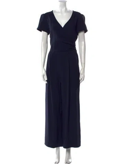 Pre-owned Sézane V-neck Jumpsuit In Blue