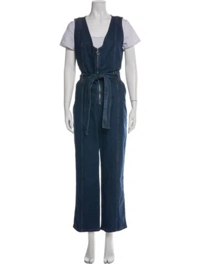 Pre-owned Sézane V-neck Jumpsuit W/ Tags In Green