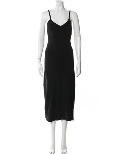 Pre-owned Sézane V-neck Long Dress In Black