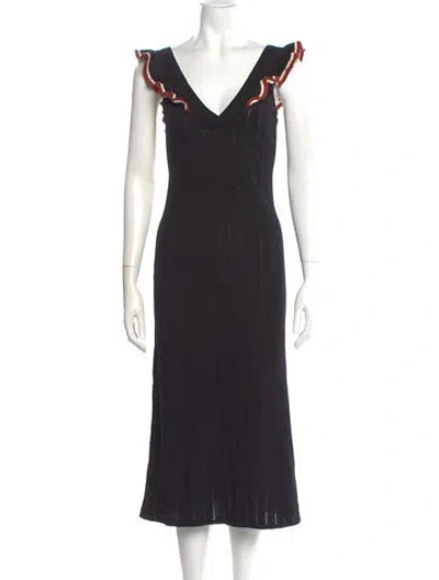 Pre-owned Sézane V-neck Long Dress In Black
