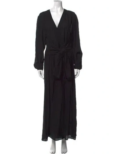 Pre-owned Sézane V-neck Long Dress In Black