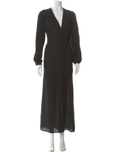 Pre-owned Sézane V-neck Long Dress In Green