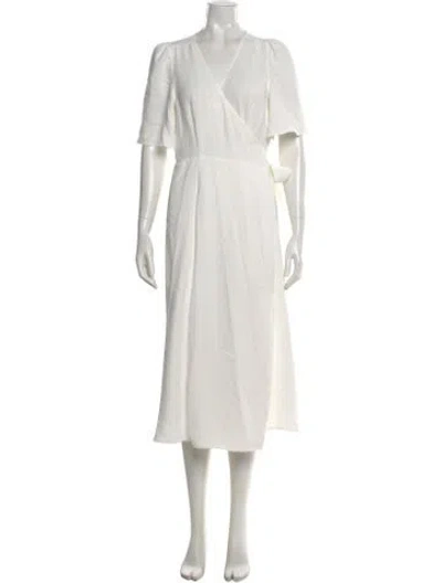 Pre-owned Sézane V-neck Long Dress In White