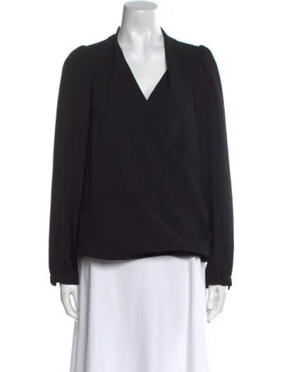 Pre-owned Sézane V-neck Long Sleeve Blouse In Black