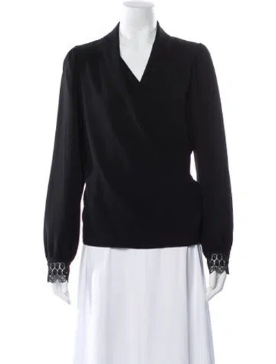 Pre-owned Sézane V-neck Long Sleeve Blouse In Black