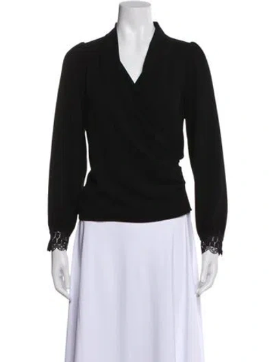 Pre-owned Sézane V-neck Long Sleeve Blouse In Black