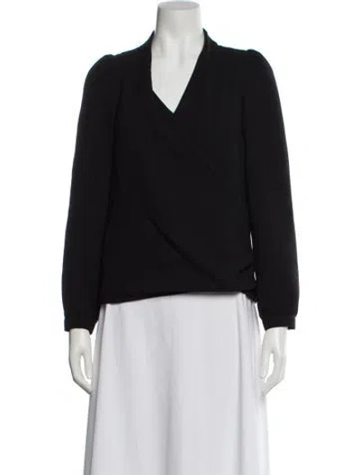 Pre-owned Sézane V-neck Long Sleeve Blouse In Black