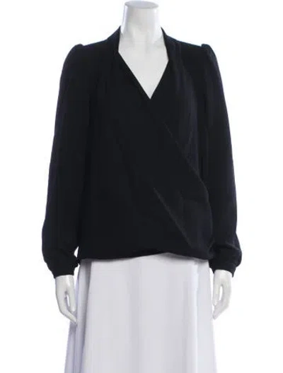 Pre-owned Sézane V-neck Long Sleeve Blouse In Black