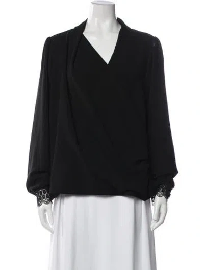 Pre-owned Sézane V-neck Long Sleeve Blouse In Black