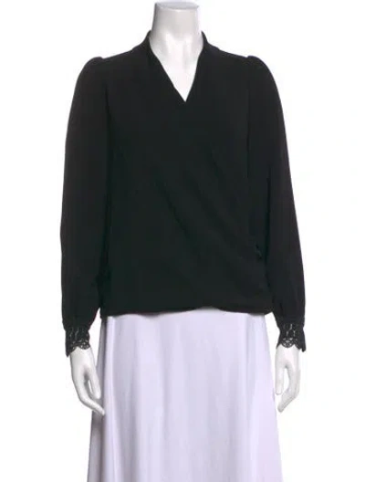 Pre-owned Sézane V-neck Long Sleeve Blouse In Black