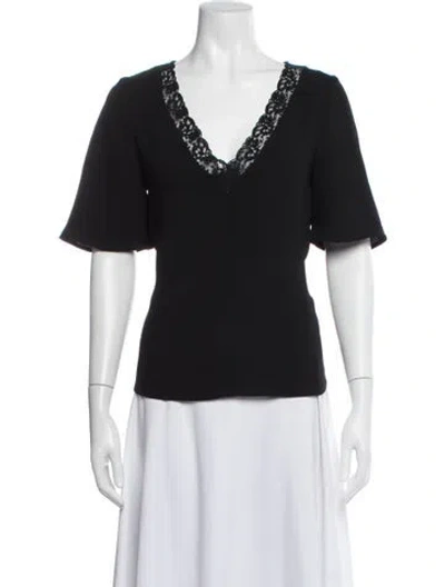Pre-owned Sézane V-neck Long Sleeve Blouse In Black